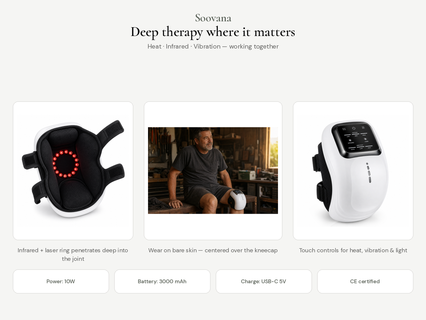 Soovana infrared red light and vibration therapy