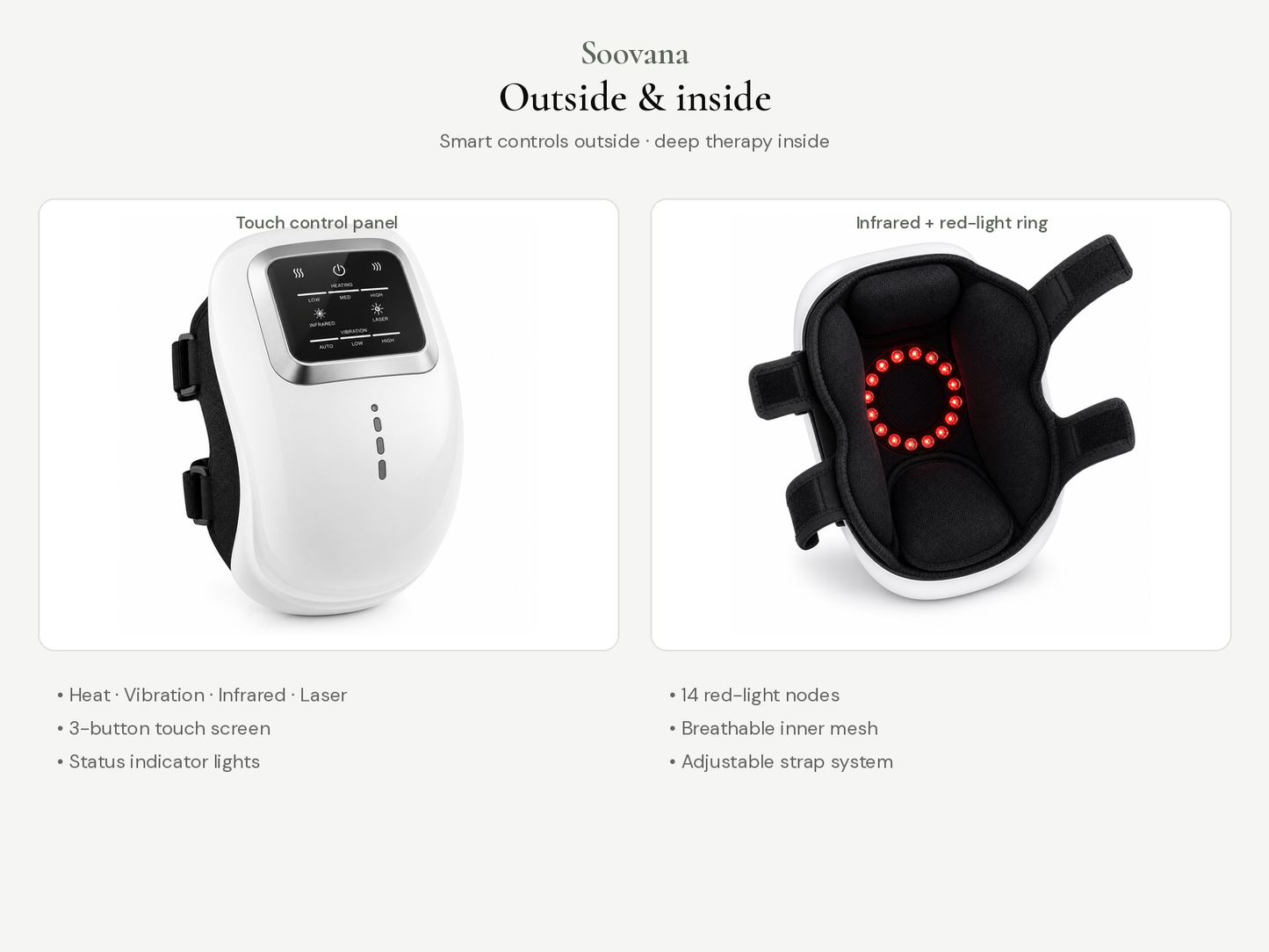Soovana knee massager outside and inside view