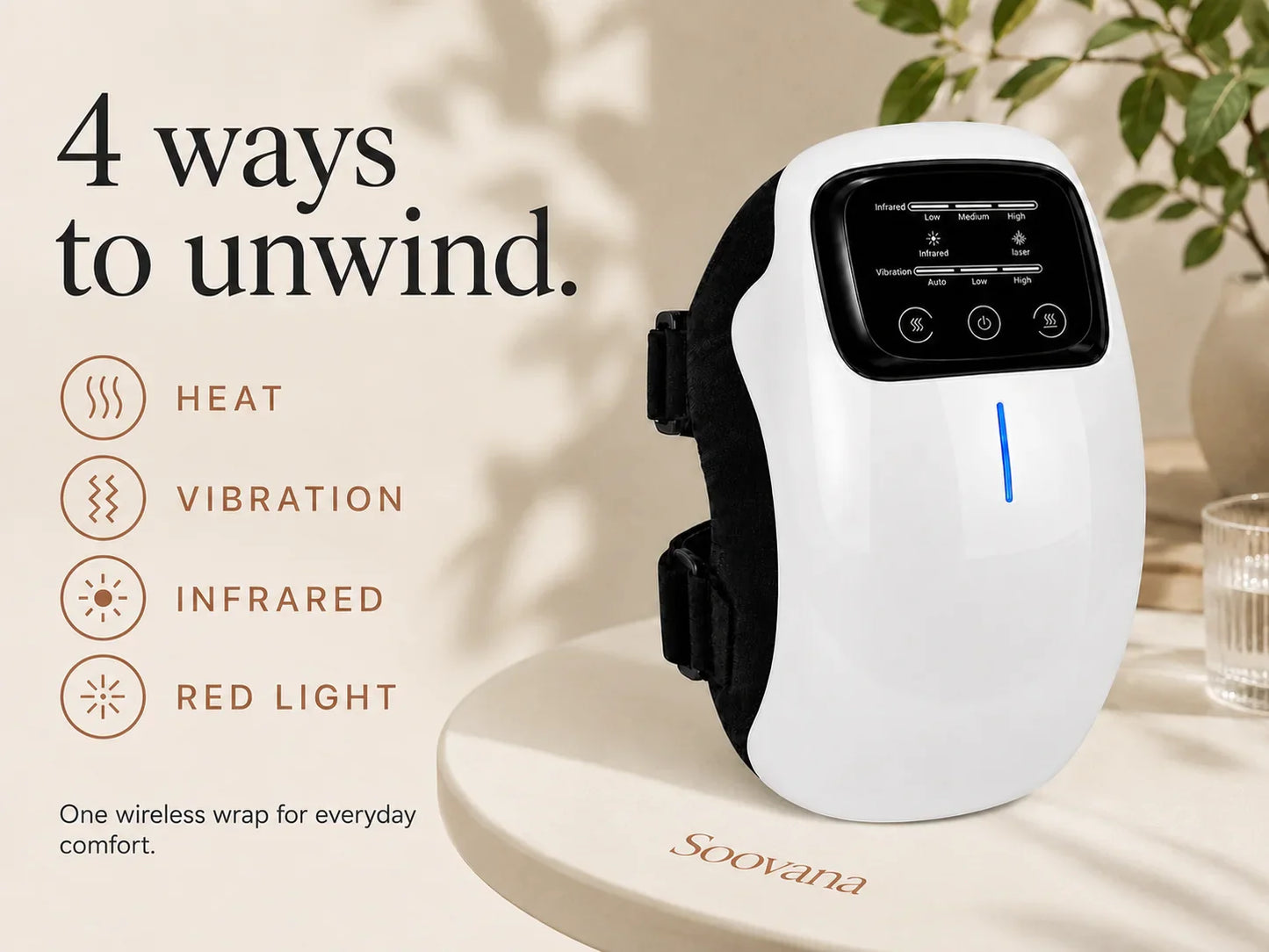 Soovana knee massager — heat, vibration, infrared and red light therapy