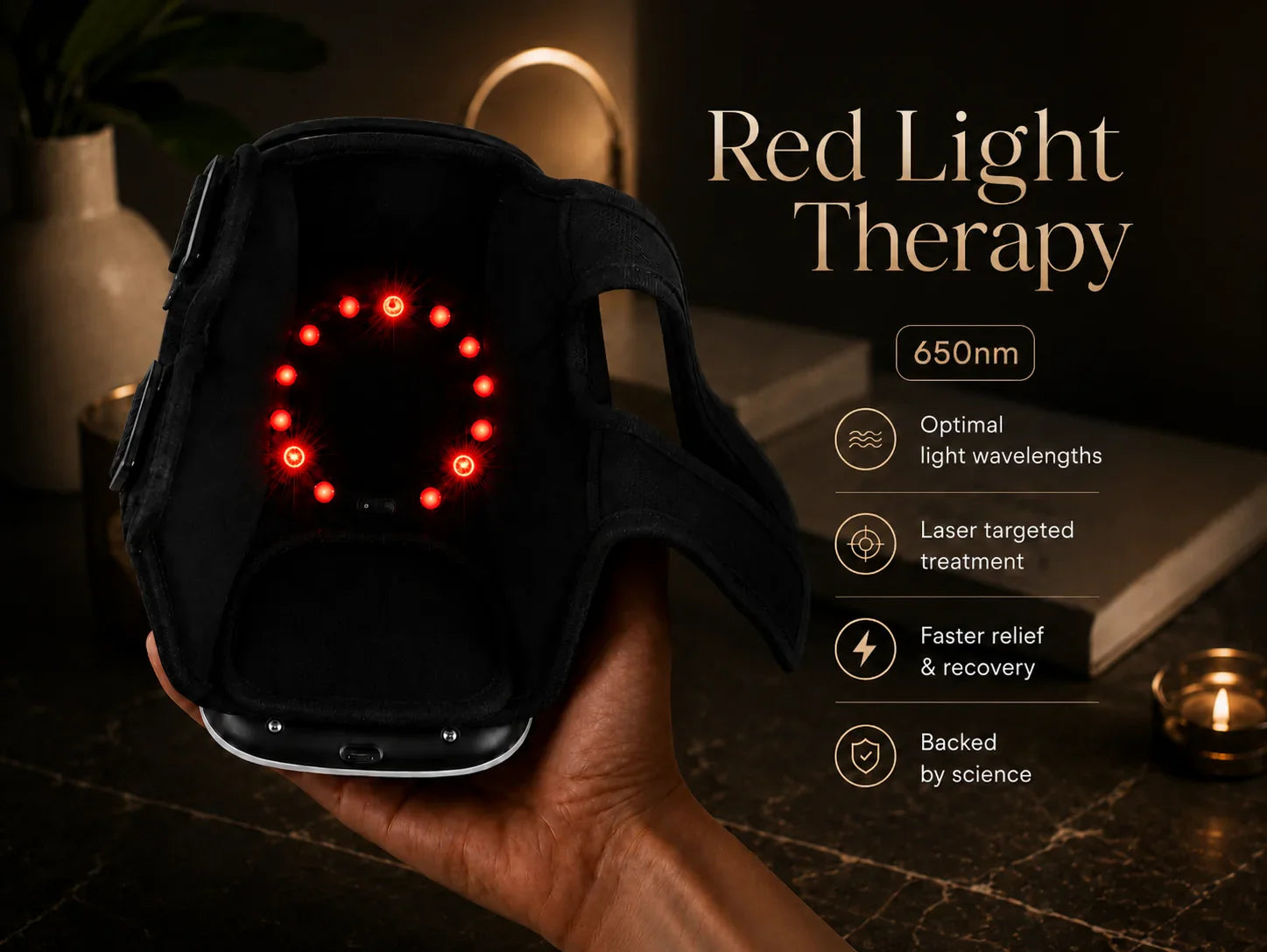 Red light therapy at 650nm for targeted joint relief