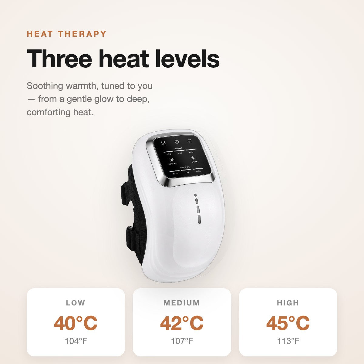 Soovana knee massager — heat levels