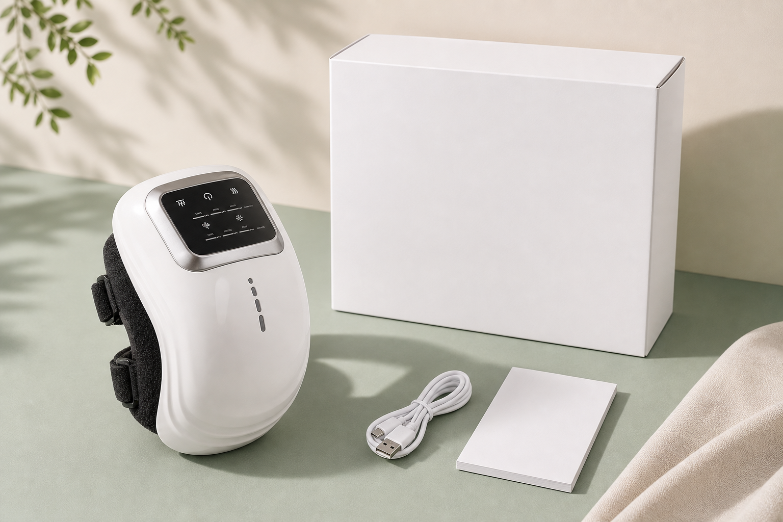 Soovana Wireless Knee Massager with packaging and accessories